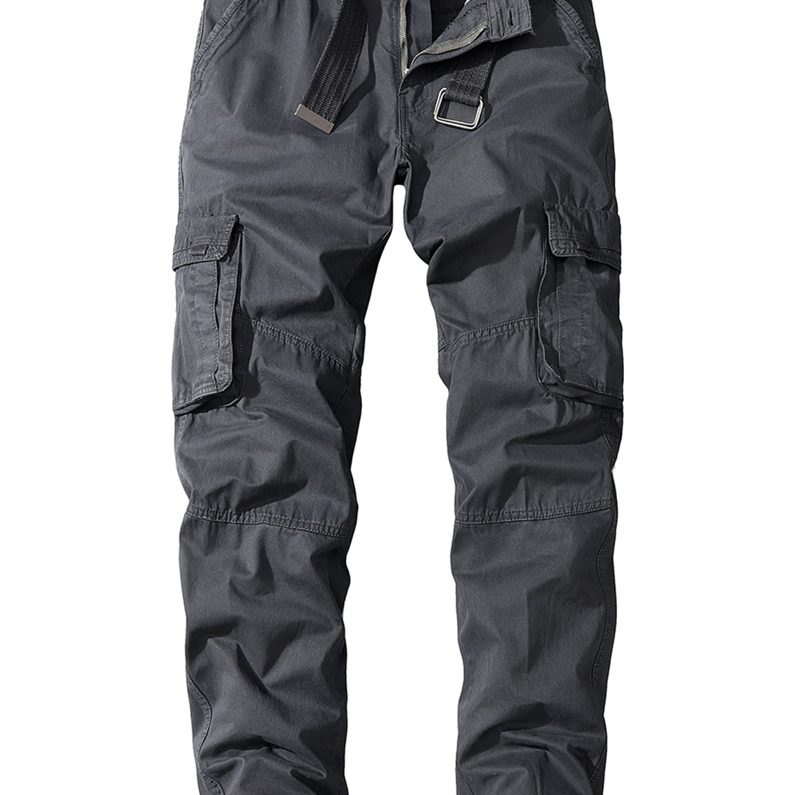 Pantalon cargo en coton respirant avec poches décontractées pour hommes, couleur unie, pour l'extérieur
