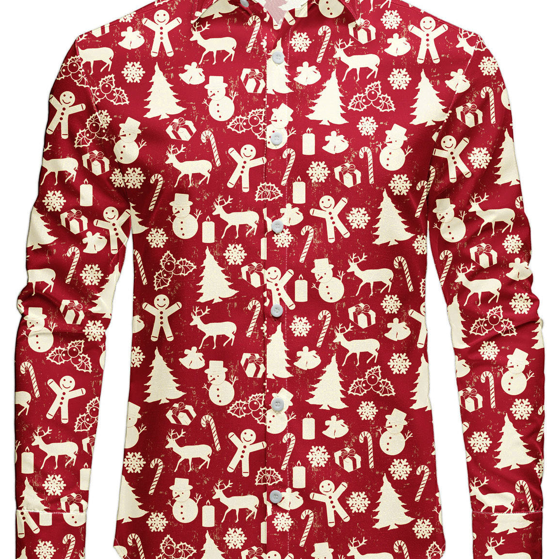 Chemise à manches longues pour homme avec imprimé festif de renne de Noël rouge