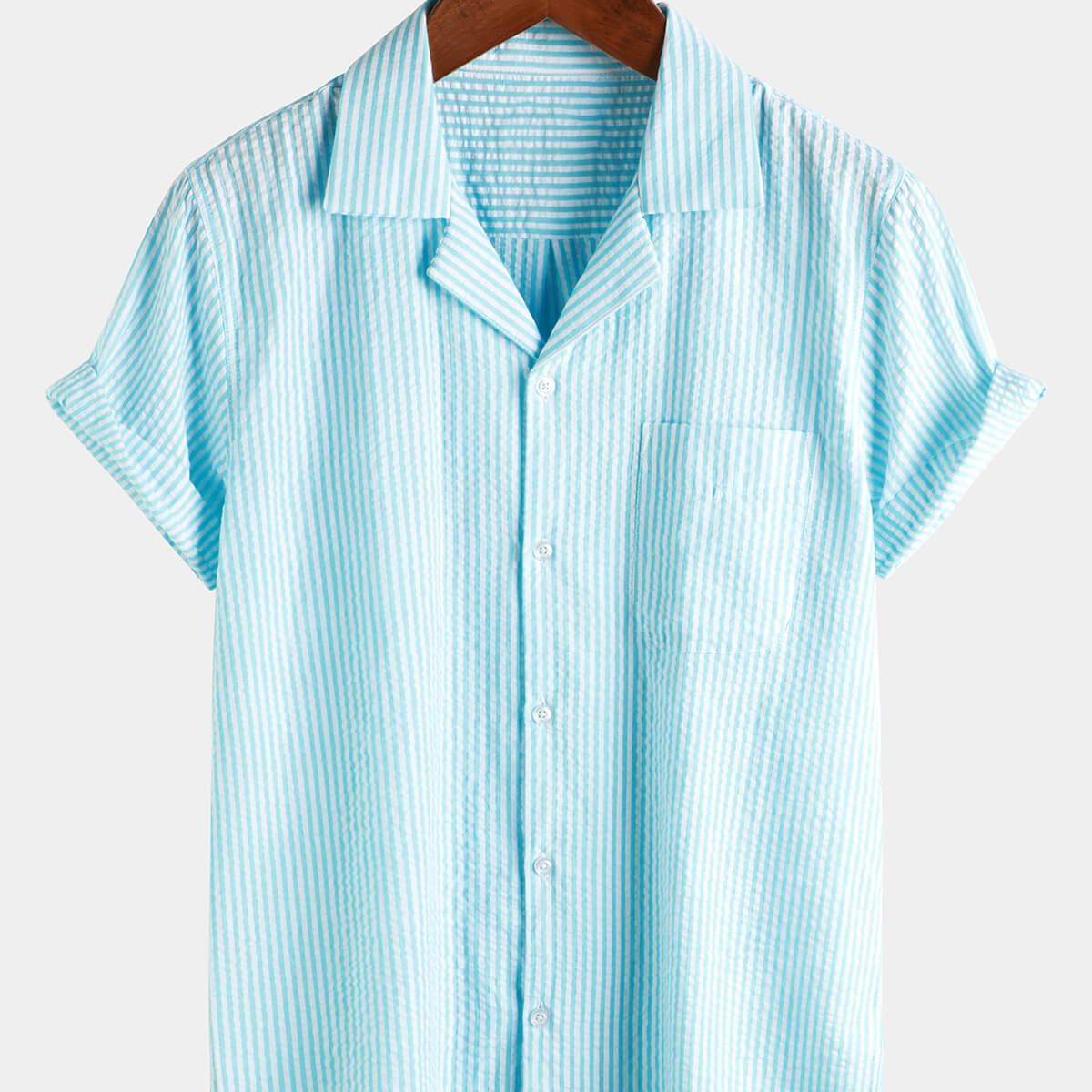 Chemise boutonnée décontractée à manches courtes pour homme 100 % coton avec poche d'été