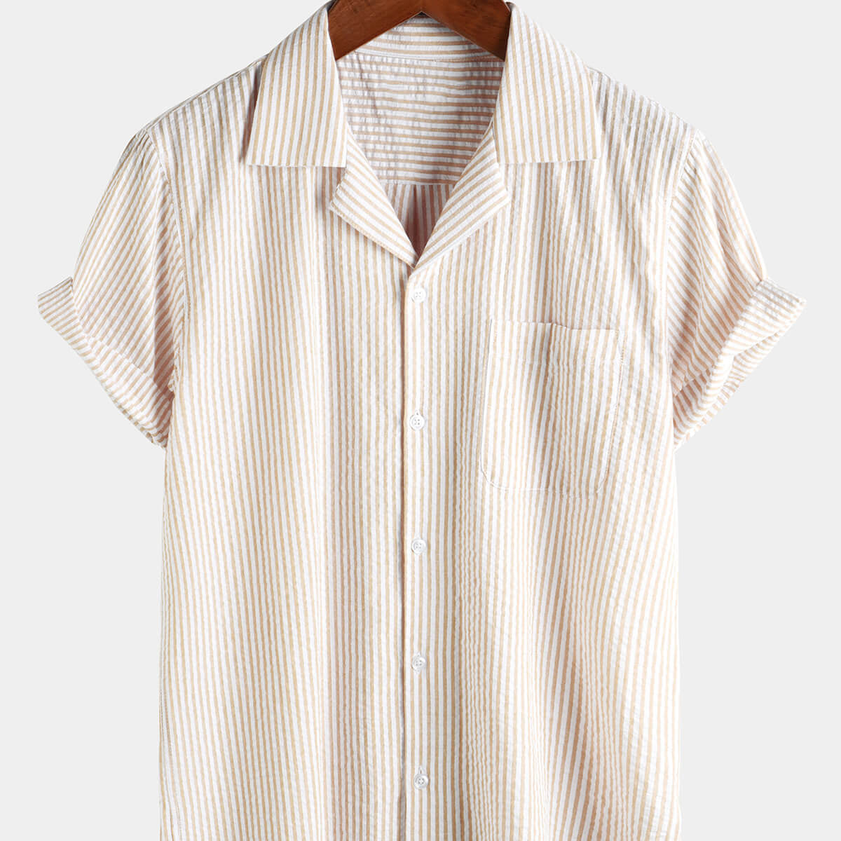 Chemise boutonnée décontractée à manches courtes pour homme 100 % coton avec poche d'été