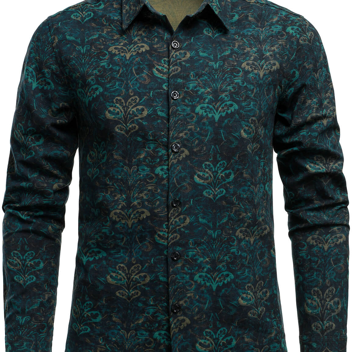 Chemise boutonnée décontractée à manches longues et imprimé abstrait rétro pour hommes