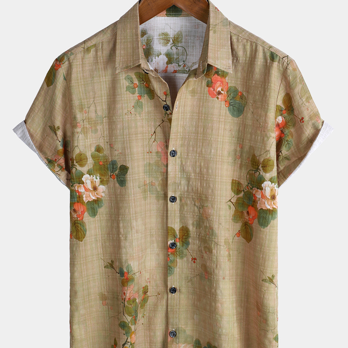 Chemise d'été à manches courtes pour homme, imprimé floral, pour la plage