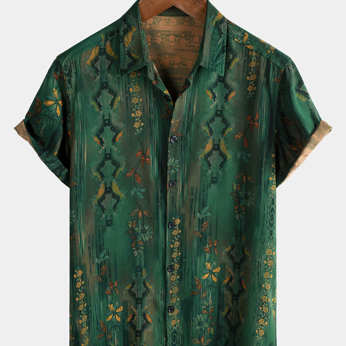 Chemise Homme Relco - Manches Courtes - Bleu Et Vert Tonique - Taille Ajustée - Neuf Avec étiquettes - Style Rétro