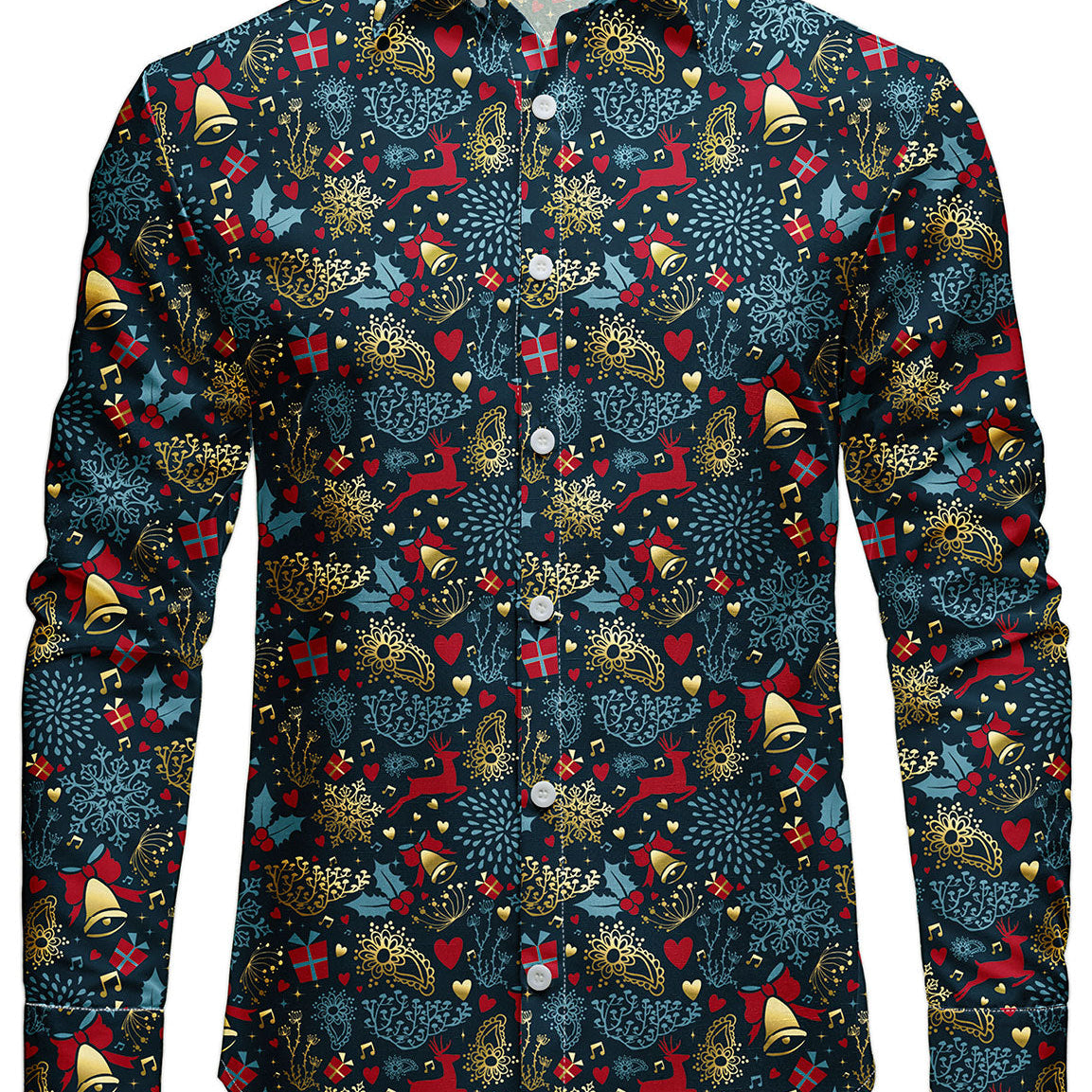 Chemise à manches longues pour hommes avec motif de renne drôle sur le thème de Noël