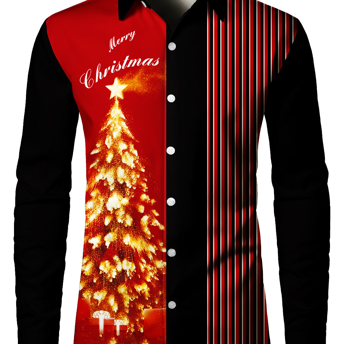 Chemise à manches longues drôle pour homme avec un arbre de Noël