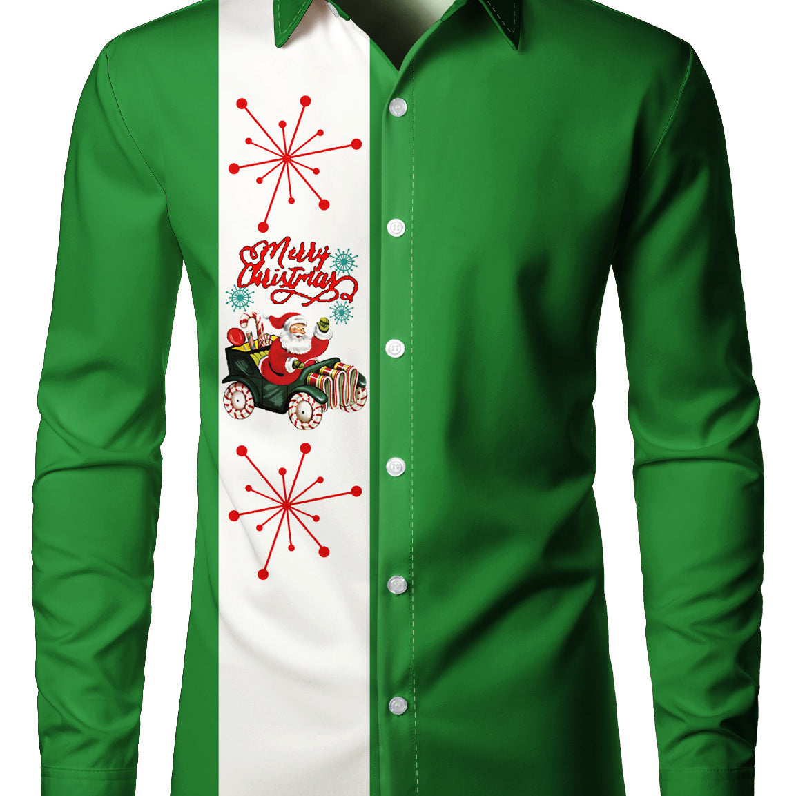 Chemise à manches longues de Noël rétro drôle pour homme avec le Père Noël