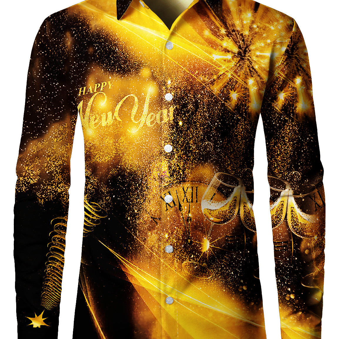 Chemise à manches longues pour hommes, brillante et festive pour le Nouvel An