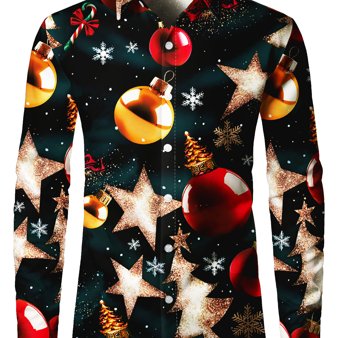 Chemise à manches longues pour homme décoration de Noël vacances