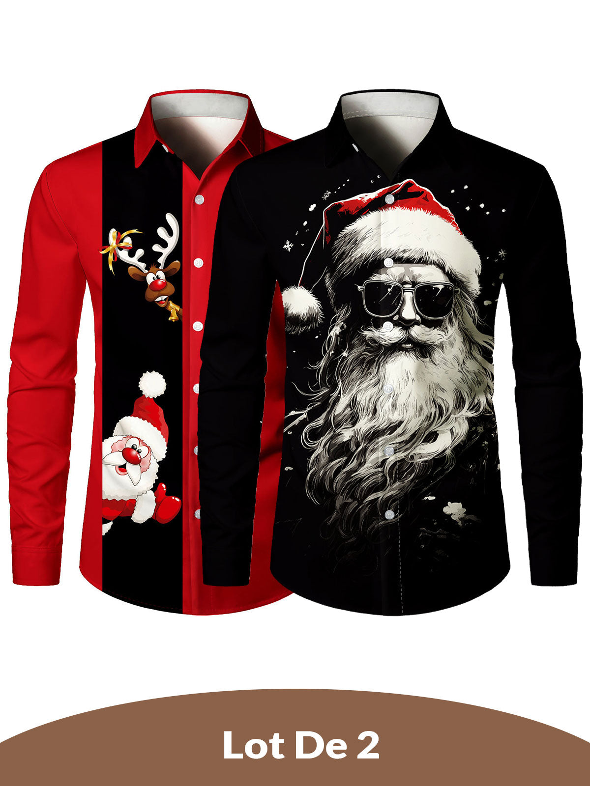 Chemise De Noël 'moche' Amusante Pour Homme - Imprimé Père Noël, Bonhommes De Neige - Tissu Léger, Coupe Classique - 7