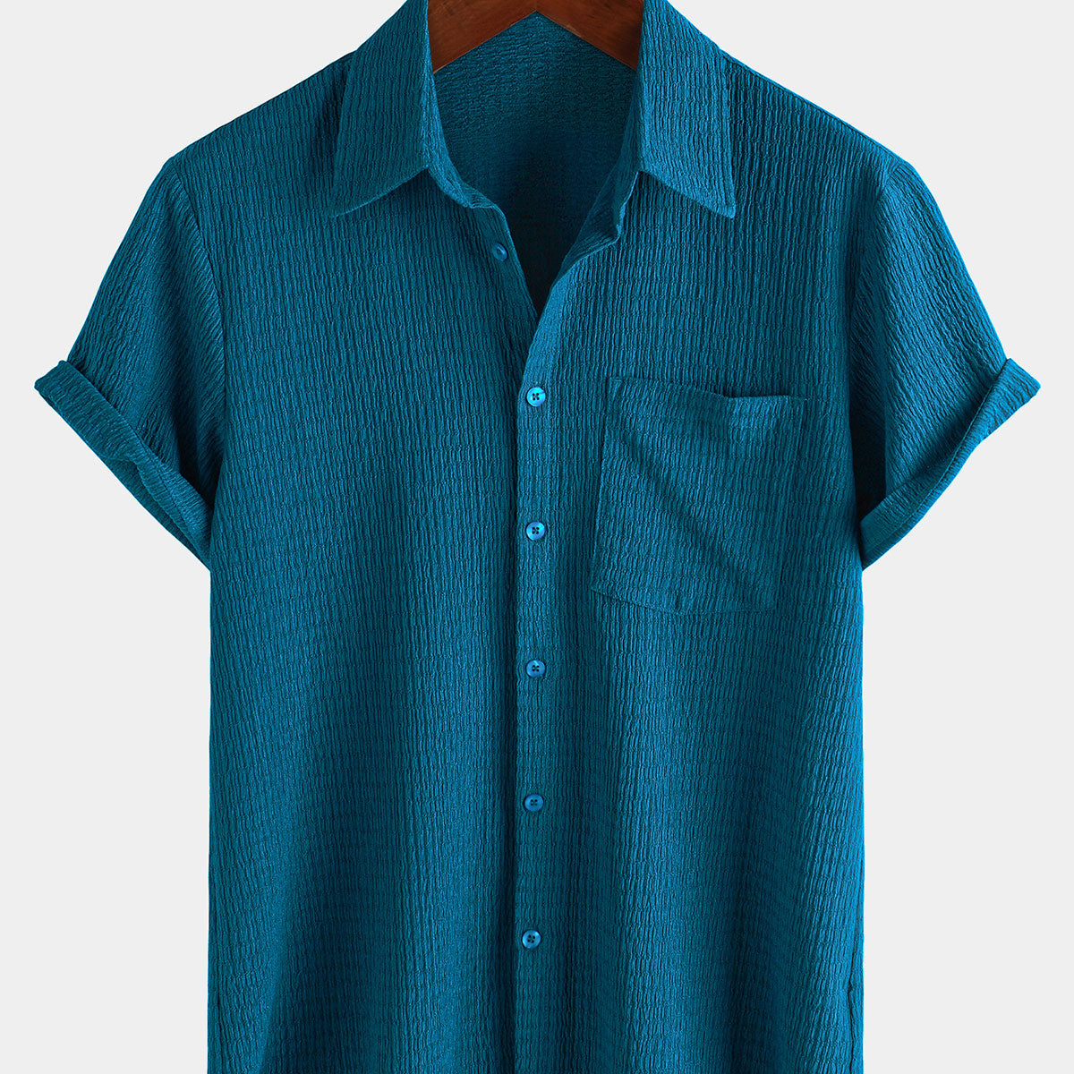 Chemise d'été décontractée à manches courtes pour homme avec poche