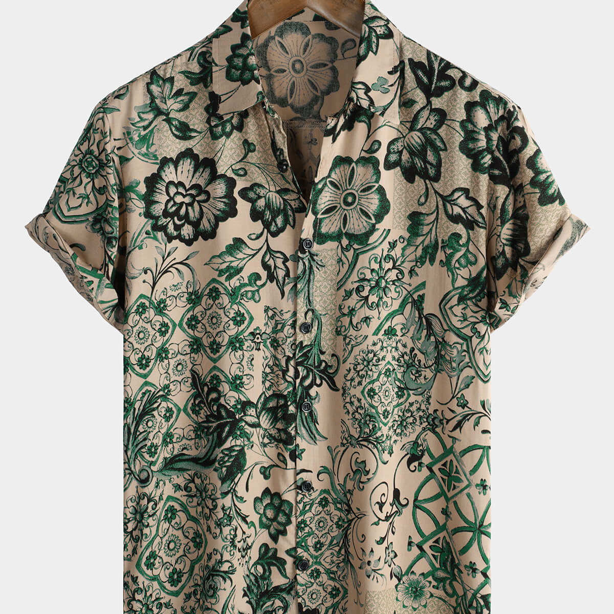 Chemise hawaïenne à manches courtes et à imprimé floral pour homme style vintage respirante style vacances