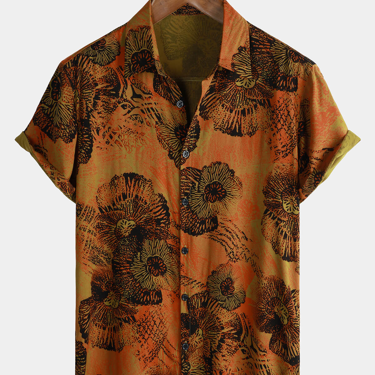 Chemise hawaïenne à manches courtes et à imprimé floral rétro pour homme
