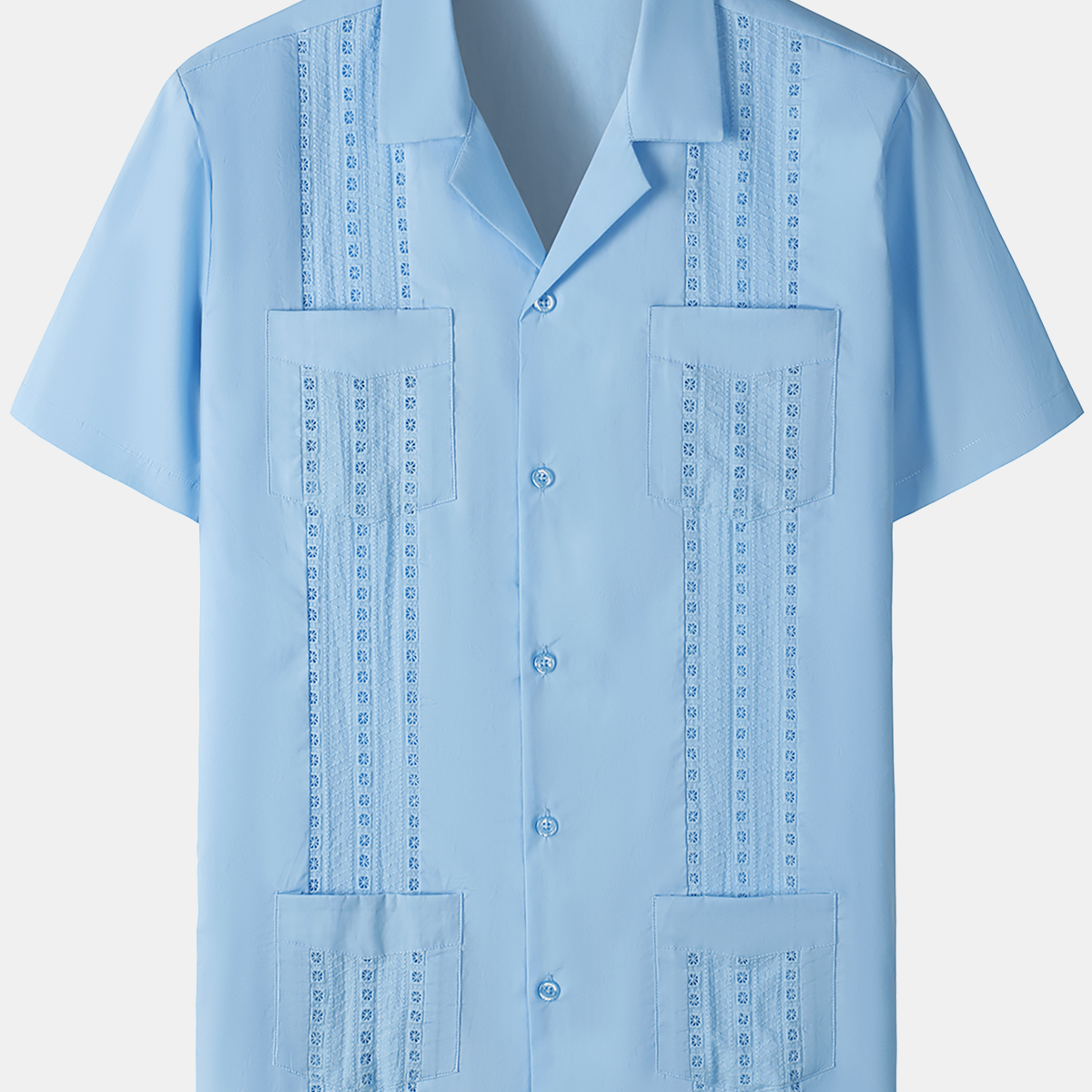 Chemise de plage décontractée à manches courtes cubaine Guayabera pour hommes
