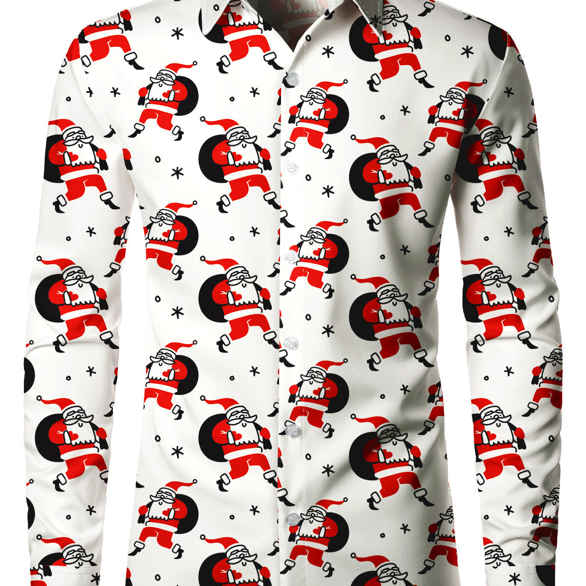 Chemise à manches longues pour hommes avec motif de père Noël pour les fêtes de Noël