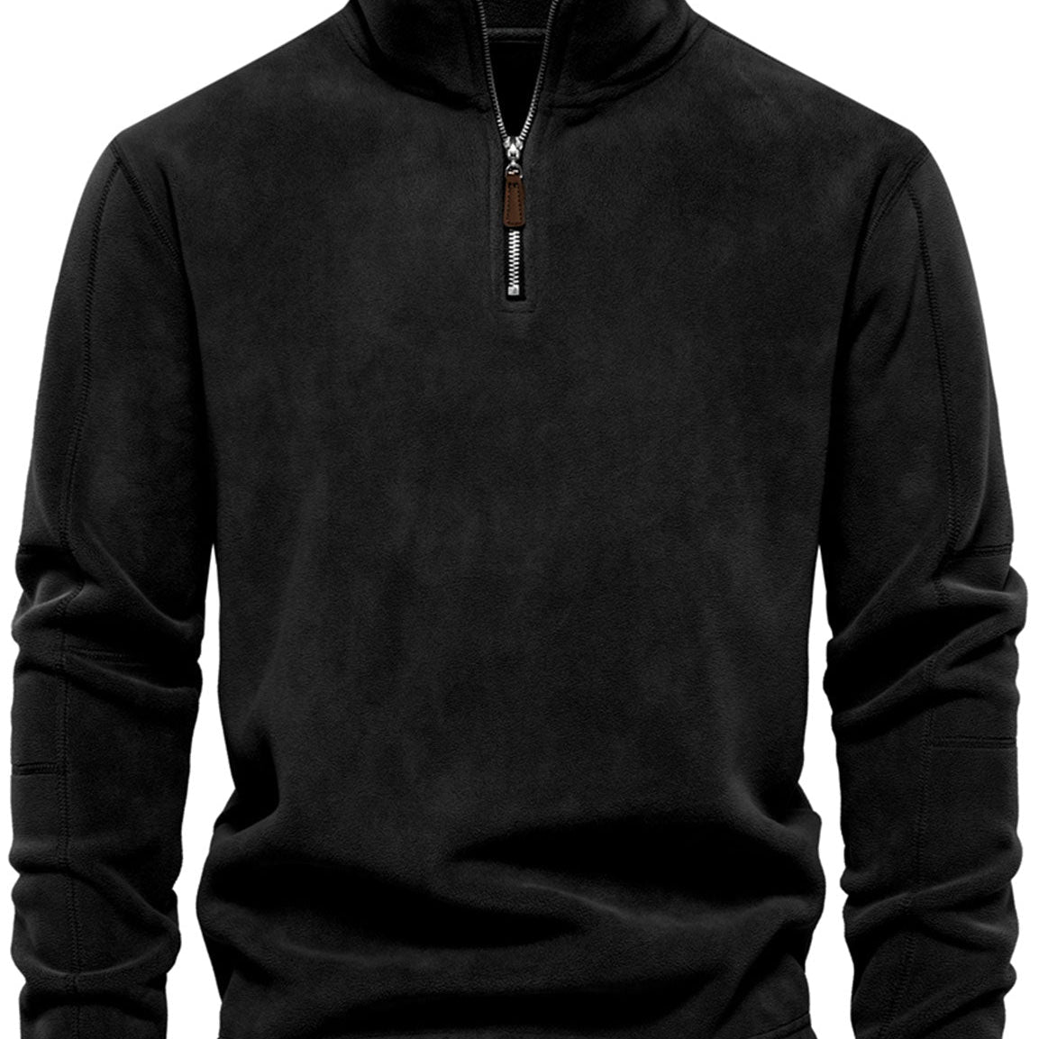 Sweat-shirt polaire chaud à manches longues et col montant pour homme avec demi-fermeture éclair