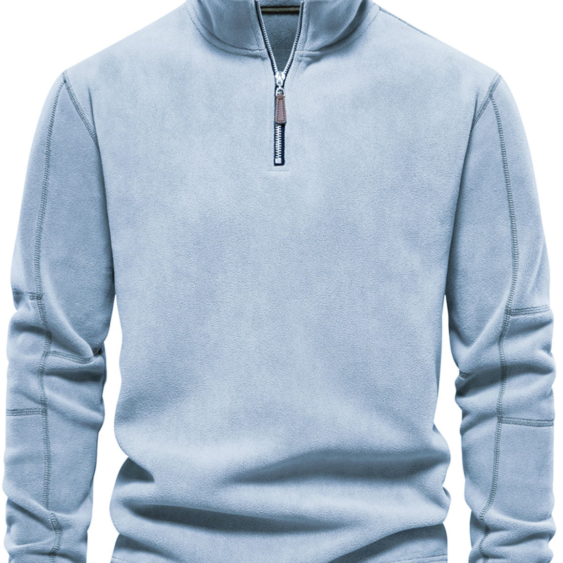 Sweat-shirt polaire chaud à manches longues et col montant pour homme avec demi-fermeture éclair