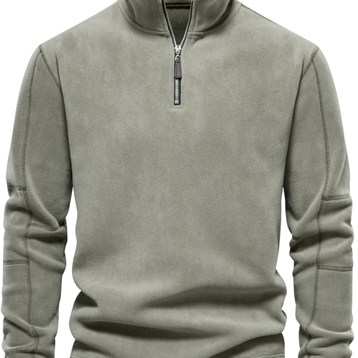Sweat-shirt polaire chaud à manches longues et col montant pour homme avec demi-fermeture éclair