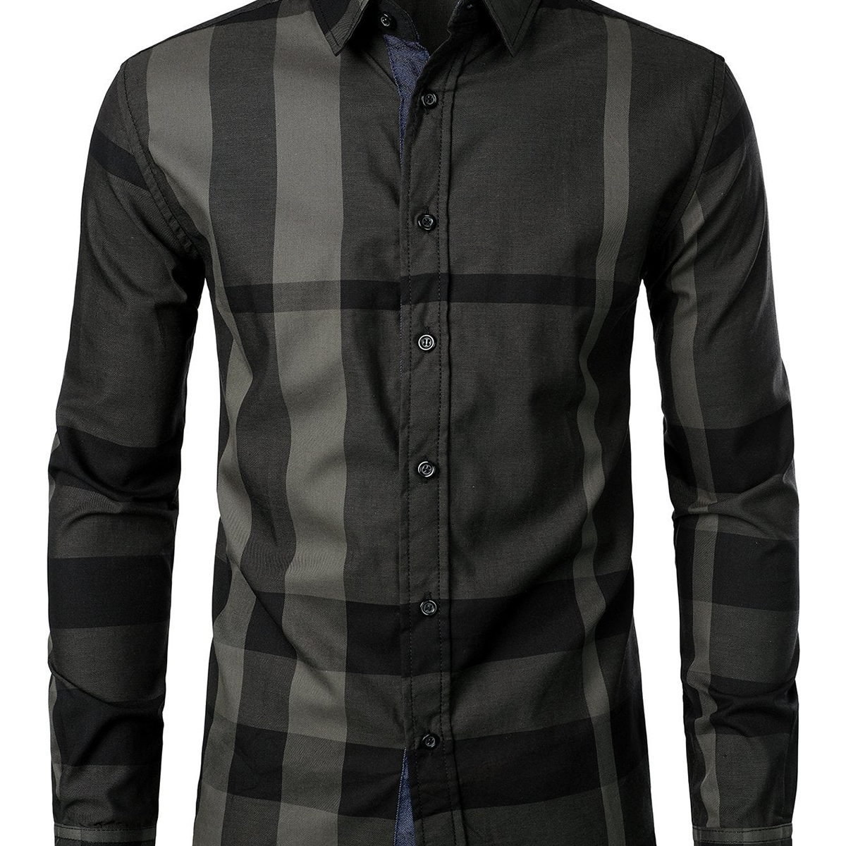 Chemise à manches longues coupe classique en carreaux pur coton