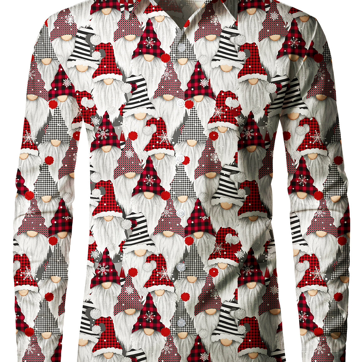 Chemise à manches longues pour hommes, mignon Gnome de noël boutonné, jour de noël, vacances