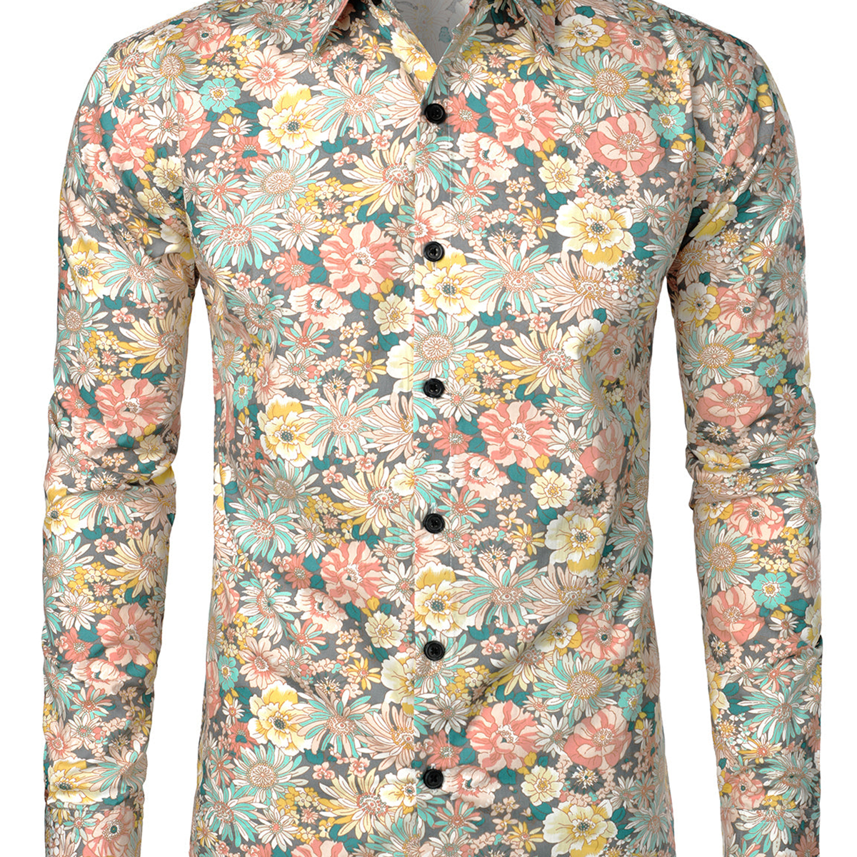 Chemise à manches longues imprimé floraux homme