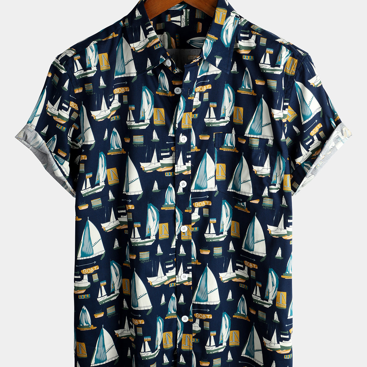 chemise d'homme en pur coton à imprimé style de vacances hawaïennes