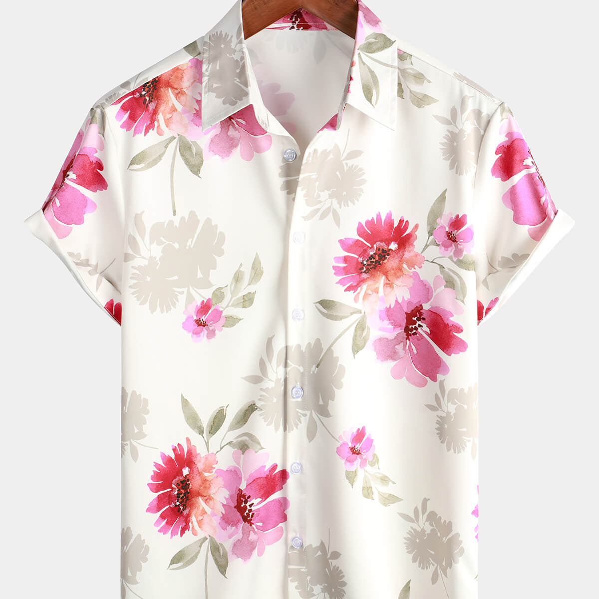 Chemise hawaïenne de plage boutonnée à manches courtes pour homme