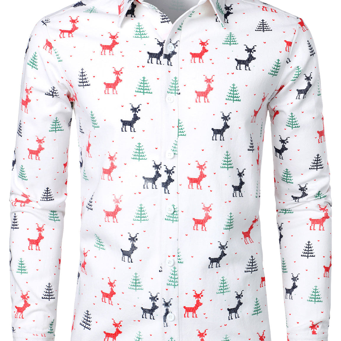 Chemise à manches longues rouge respirante à imprimé sapin de Noël pour hommes