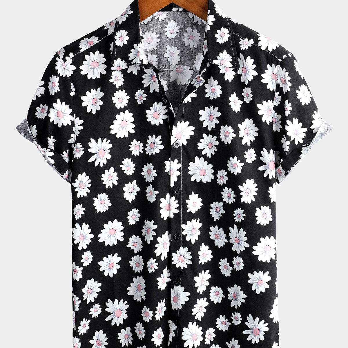 chemise d'homme en pur coton à imprimé style de vacances hawaïennes