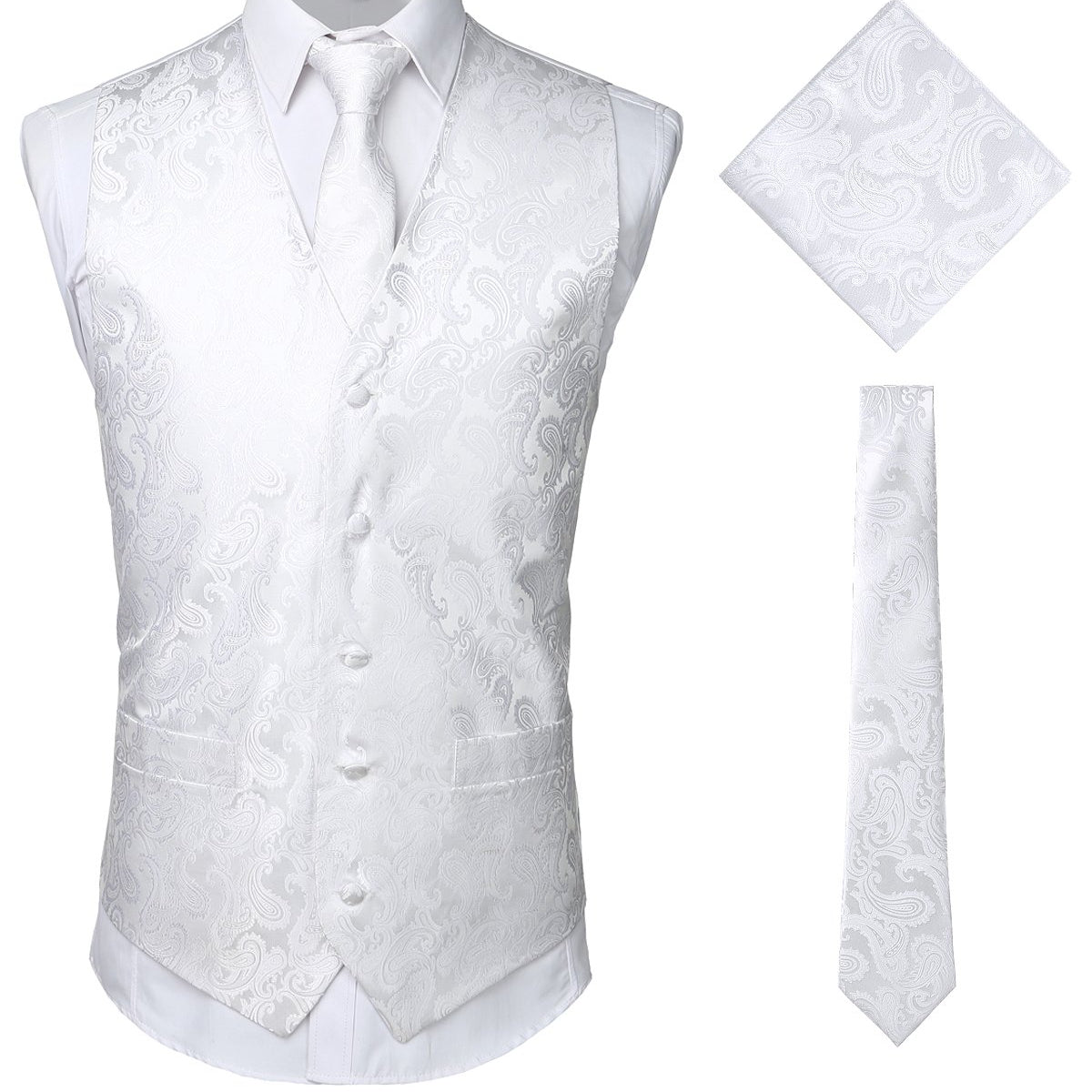 Ensemble de 3 pièces pour hommes Paisley Gilet cravate pour costume ou smoking