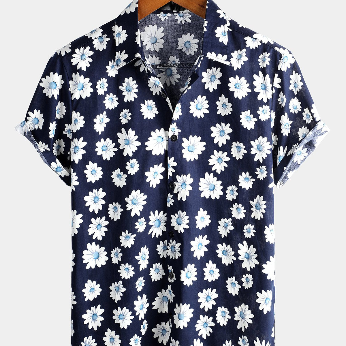 Chemise en coton à imprimé floral hawaïen tropical pour homme