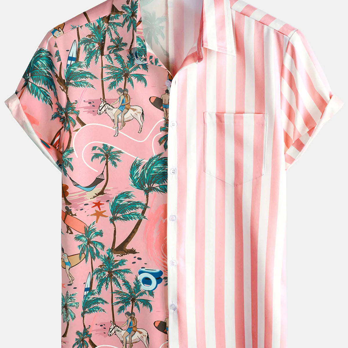 New Look - Chemise manches courtes avec imprimé palmier placé - Blanc New Look - Chemise manches courtes avec imprimé palmier placé - Blanc