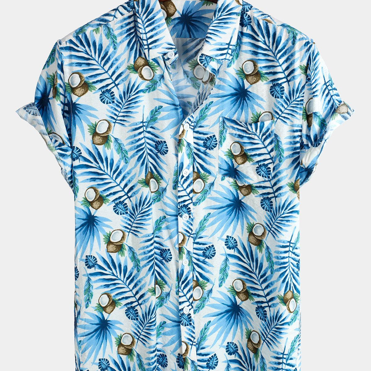 chemise d'homme en pur coton à imprimé style de vacances hawaïennes