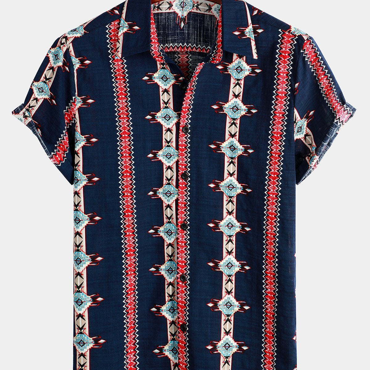 Chemises rétro en coton à manches courtes pour hommes