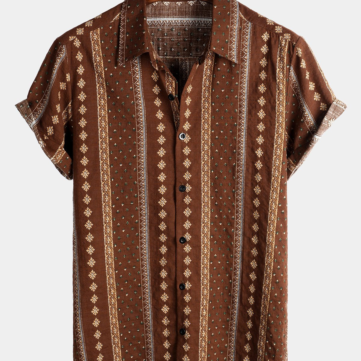 Chemises rétro en coton à manches courtes pour hommes