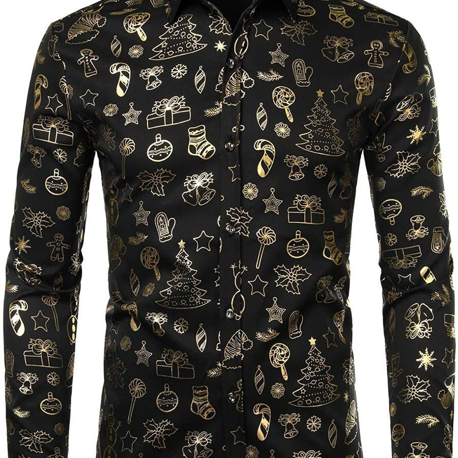 Chemise à manches longues imprimée de motifs Noël