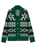 Pull cardigan vintage vert à manches longues pour hommes