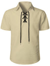 Chemise à manches courtes en coton rétro avec cordon de serrage pour hommes