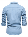 Chemise à manches longues en coton denim de couleur unie pour hommes
