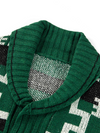 Pull cardigan vintage vert à manches longues pour hommes