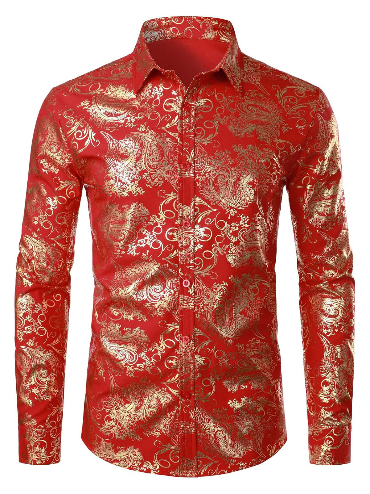 Chemise habillée homme de luxe à motifs cachemire et fleurs brillants
