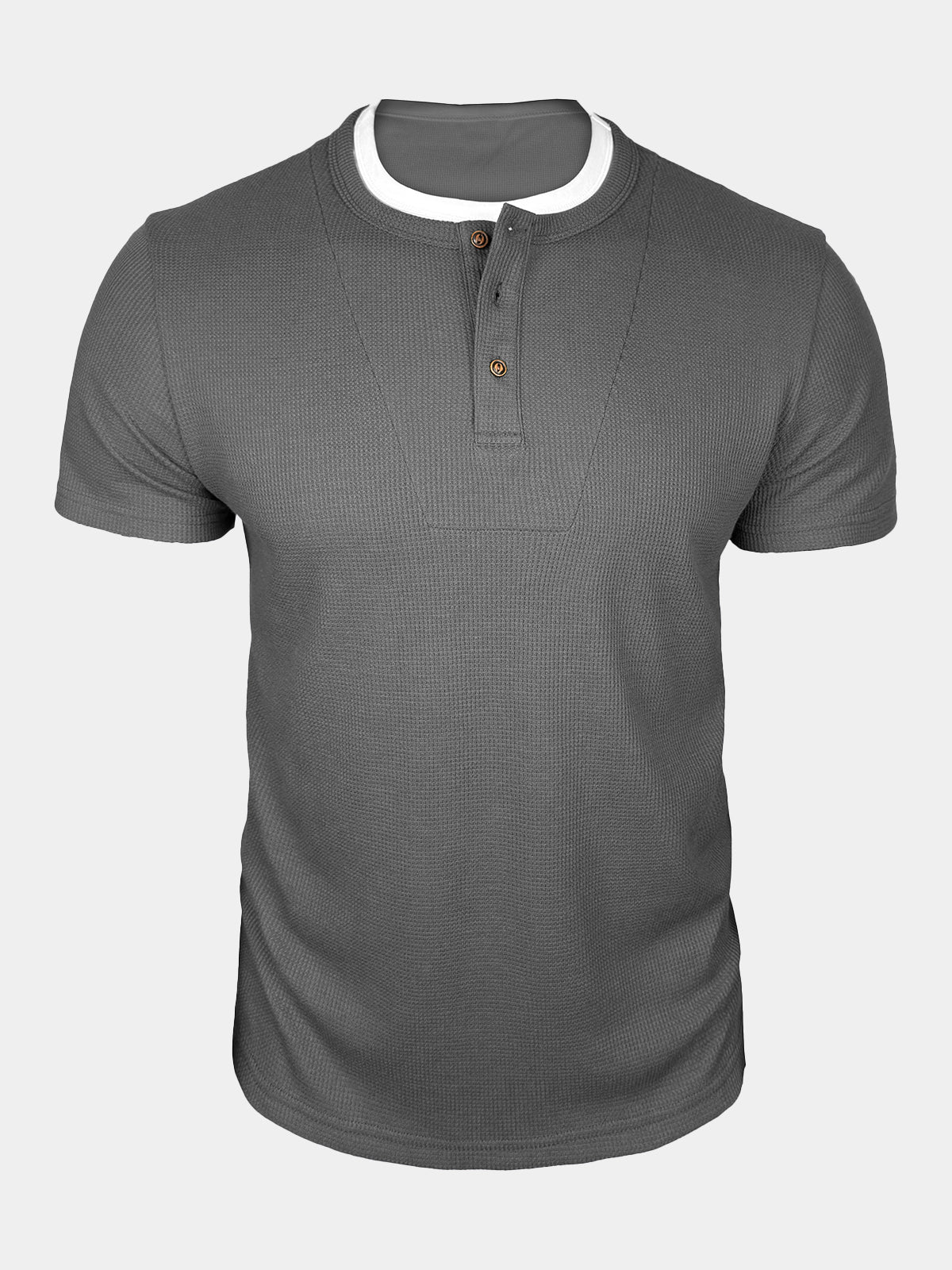 Chemise Homme Henley en Maille Gaufrée Manches Courtes