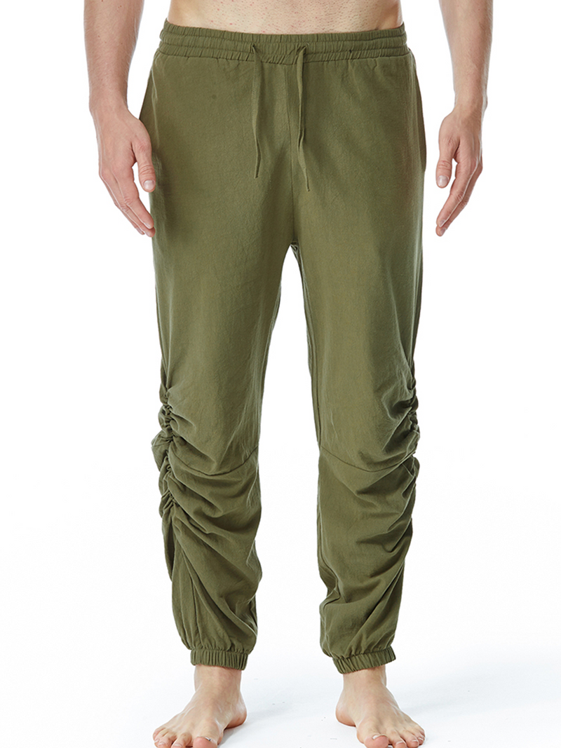 Pantalon en coton respirant décontracté de couleur unie pour hommes
