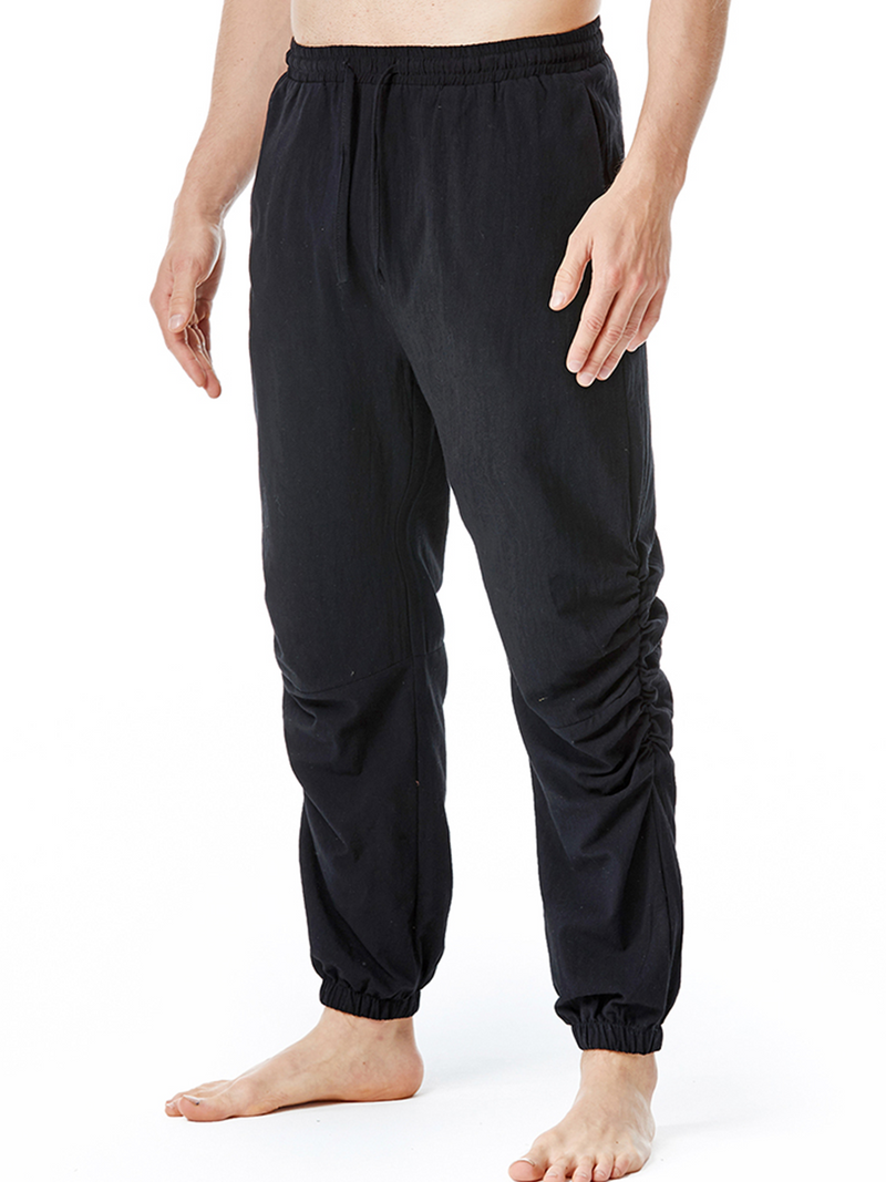 Pantalon en coton respirant décontracté de couleur unie pour hommes