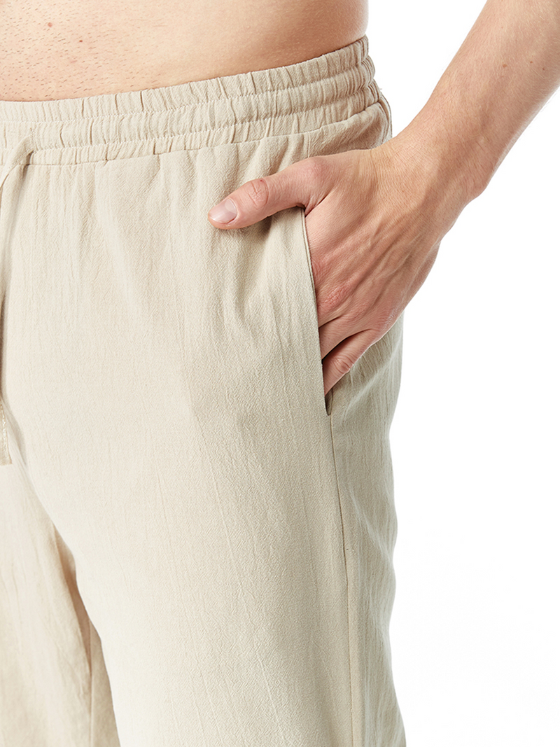 Pantalon en coton respirant décontracté de couleur unie pour hommes