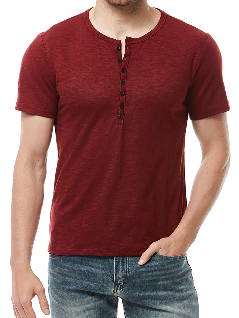 T-shirt à manches courtes respirant décontracté de couleur unie pour hommes