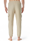 Pantalon décontracté en coton avec poches respirantes de couleur unie pour hommes