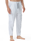 Pantalon décontracté en coton avec poches respirantes de couleur unie pour hommes