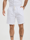 Short décontracté en lin et coton de couleur unie pour hommes