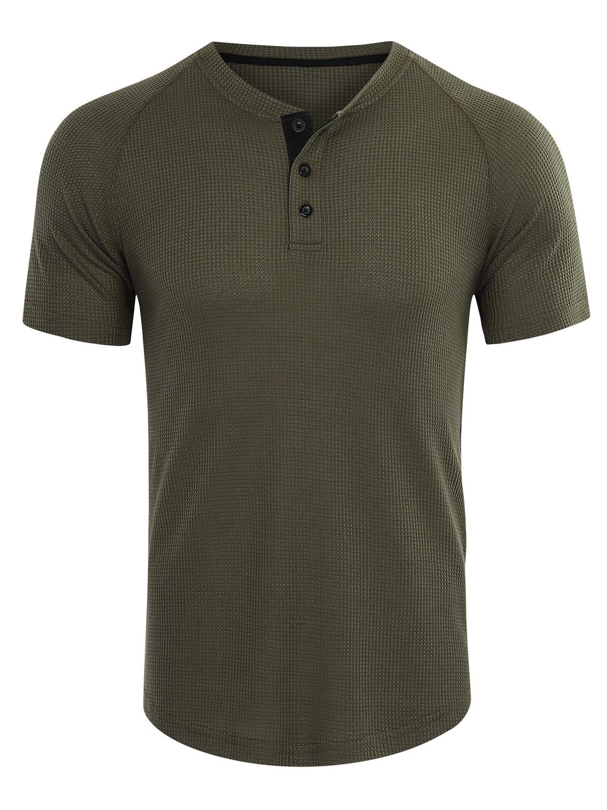 T-shirt Henley décontracté à manches courtes de couleur unie pour hommes