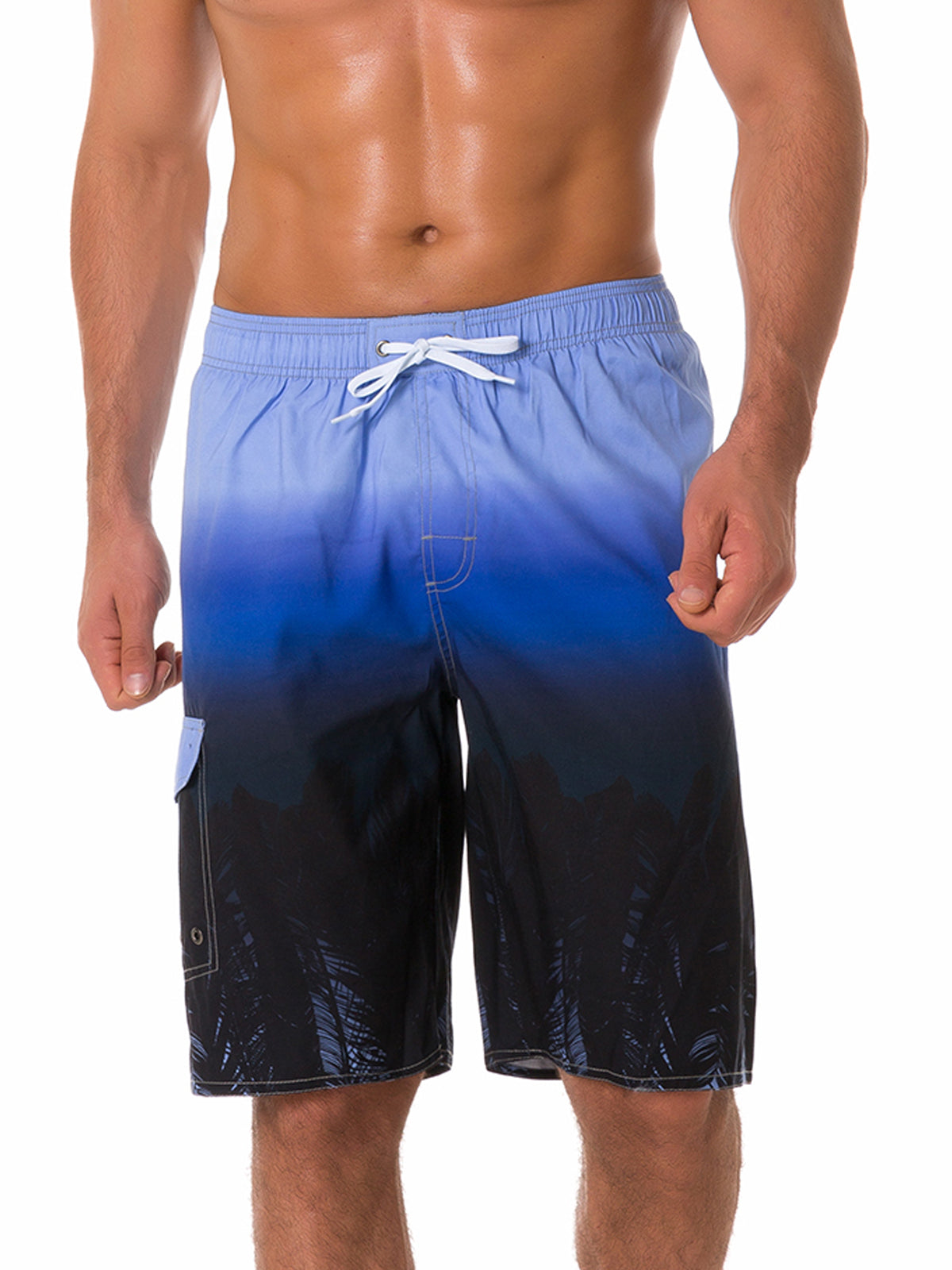 Short de plage bleu marine imprimé baleine pour hommes, maillot de bain décontracté
